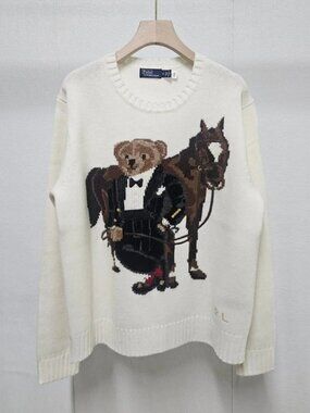 Polo Ralph Lauren Bear & Horse White Knit Sweater